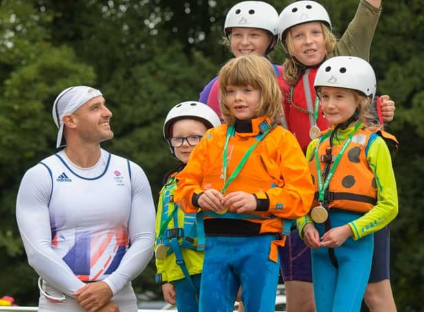 Children were able to get out on the water and learn from the best as Team GB members showed them how to kayak.