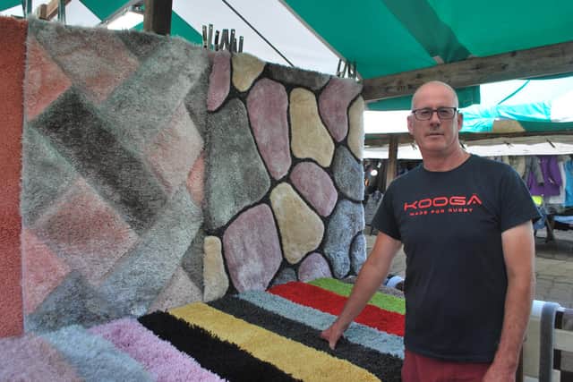 Steve Buxton, from Mansfield, has been trading as The Rug Stall on Chesterfield Market for 10 years.