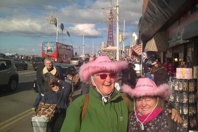 Thelma Knowlson, left, with her friend Mary John in Blackpool.
