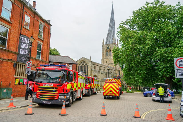 A number of fire engines were spotted at the Crooked Spire in Chesterfield town centre this morning – but they were not attending an emergency.