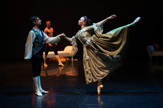 Filippo Di Vilio as Danceny and Abigail Prudames as the Marquise in Dangerous Liaisons.