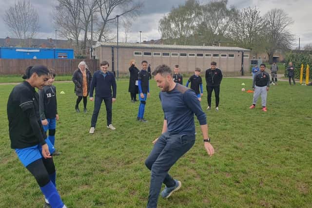 Ben Bradley MP - Taking part in one of 'Colts FC' training sessions