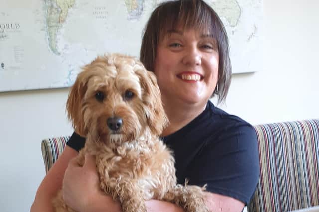 Wendy Blunt, health and well-being officer, with her assistant Nellie.
