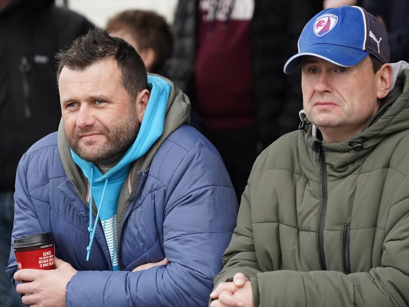 Chesterfield fans before the game at Chorley on 7th March 2020. Who can you spot?