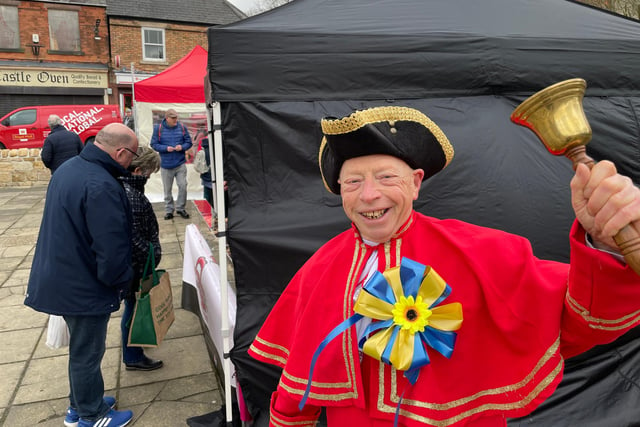 David Fish, Town Crier, helped attract more shoppers to come and check out the market stalls.