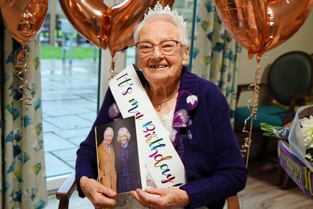 Valley Lodge Care home resident Mary Hollingworth celebrating her 100th birthday. (Photo: Brian Eyre/Derbyshire Times)