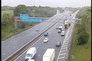 A vehicle has broken down on the M1 northbound entry slip at junction Junction 31, Woodall Services. Credit: Highways England.