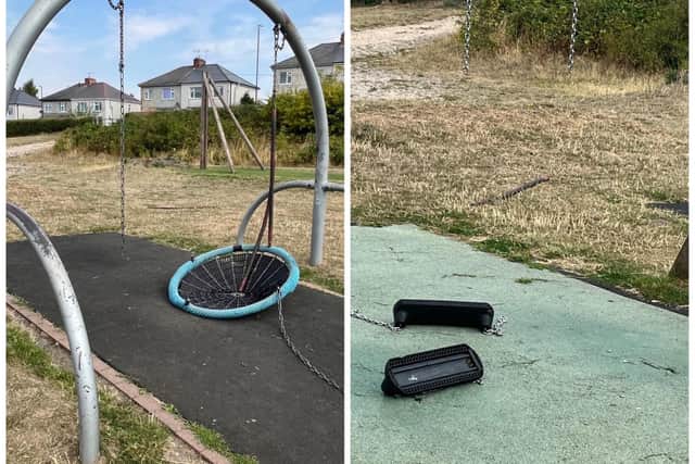 Significant damage was dealt to the play equipment at the park.