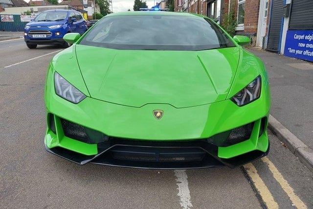 Police tweeted: "According to the owner,  Lamborghini don't supply a front number plate."