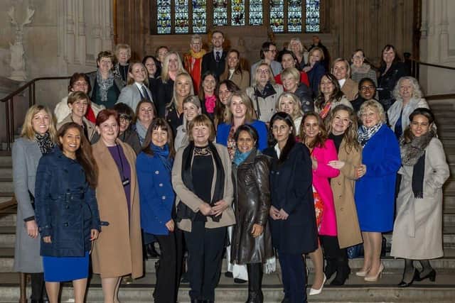 Forty-five members of Ladies First at The House of Commons