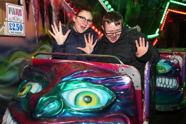 Sarah Murphy and Joseph Lloyd rode the ghost train in 2017 at the Chesterfield Bonfire