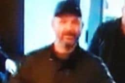 Police want to speak to this man in connection with disorder during the Chesterfield v Grimsby Town match. Image: Derbyshire police.