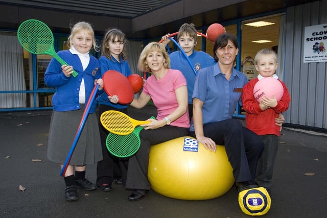 Pupils of the Clowne After School club with Sally Spencer from Midlands Co-op’s supermarket in Staveley in 2007.