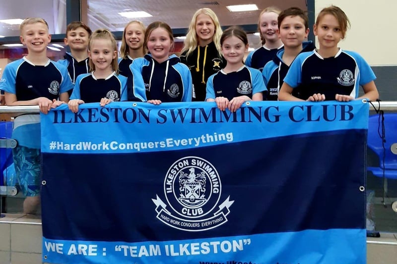 Youngsters proudly show off the colours of Ilkeston Swimming Club.