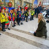 Year 2 pupils from Spire Nursery and Infant School performed outside Tesco Metro in the town’s The Pavements Shopping Centre last week, as a part of the annual tradition.