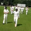 ​Muhammad Zaroob holds the ball aloft to mark his six-wicket haul but Chesterfield slipped to defeat.