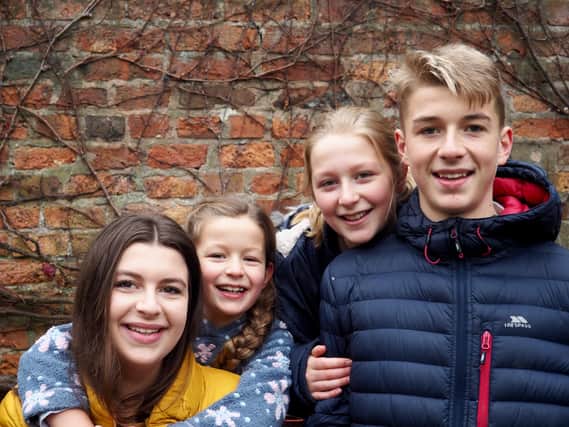 Jed Frazer with his sisters Pippa, Ailie and Mim.