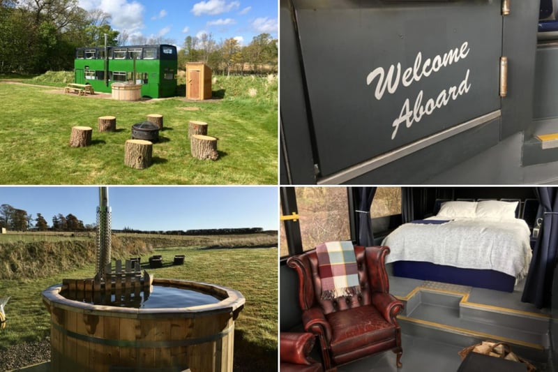 Nestled on a farm in the glorious East Lothian countryside, the Bus Stop offers a number of converted buses for you too stay in, complete with wood burning stoves, king size beds, vintage furniture, rainfall showers, firepits, private terraces and hot tubs. To book visit www.hostunusual.com.