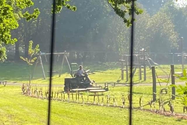 The play equipment and grass are ready at the paly area but the land ownership issues are keeping it closed for public.