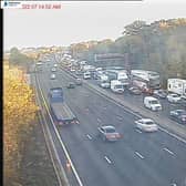 Traffic England cameras show queuing traffic on the M1