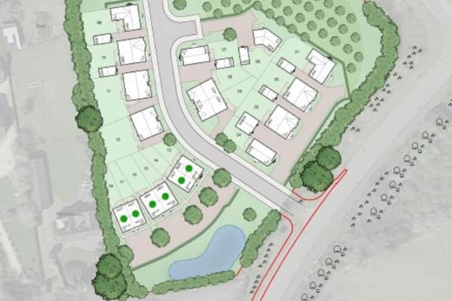 Plans for the site show homes would not be built on the side of the plot nearest to the bypass (Image: Owl Homes)