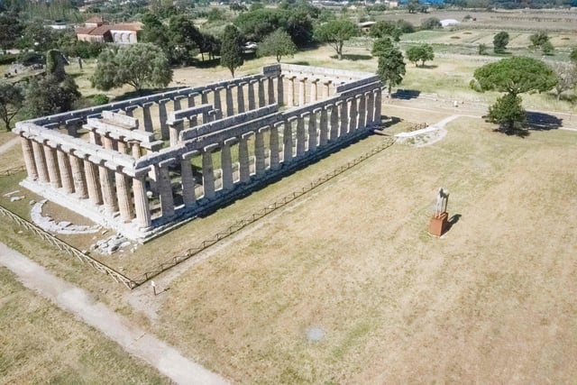 This picture shows the First Temple of Hera at Paestum near Naples. Flights go to Naples from Doncaster Sheffield Airport.