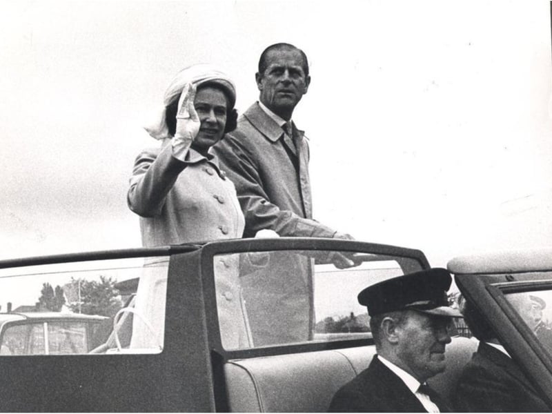 The Queen and Prince Philip enjoy an open top car ride through Doncaster.