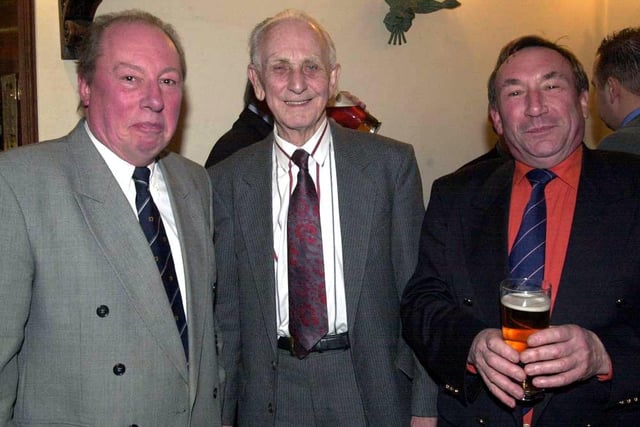 Pictured at the Sheffield Metals Club  2003 Burns Night Dinner were from left Bob Page,Danns Bramwell and John Adams (Chairman)