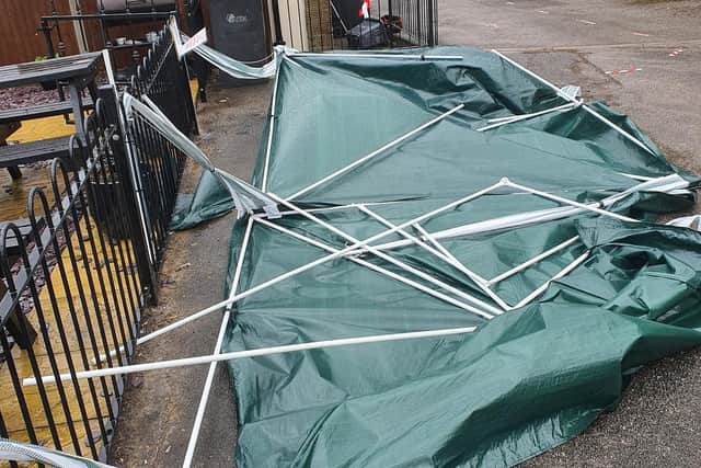 British bank holiday weather put an end to the gazebos.