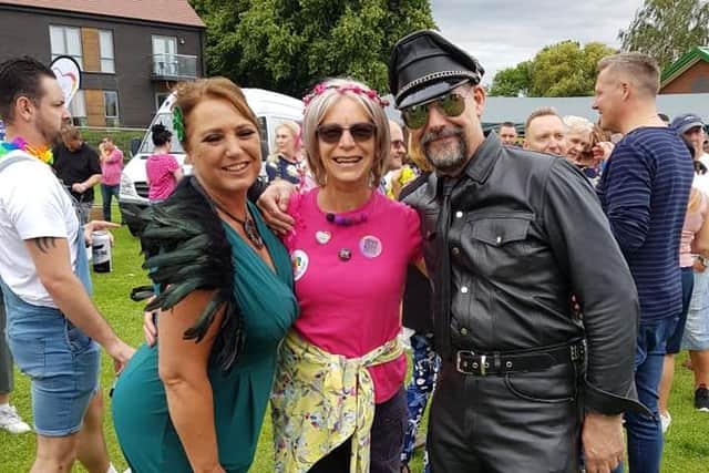 Colin at Chesterfield Pride in 2019 with friends from Ashgate Hospicecare.