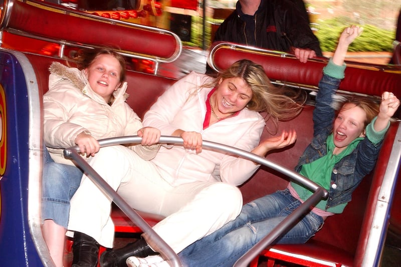 Having fun on the rides at the Historic Quay Easter fair in 2006.