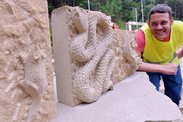 Derbyshire stonemason Stephen has captured a range of animals in his stone work includings owls, tigers and snakes