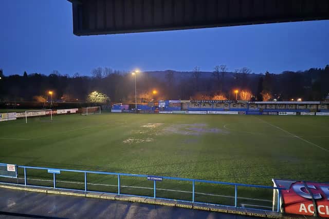 Heavy rain saw Matlock's game on Tuesday called off at 6.15pm. Photo: Rob Hughes.