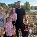 Steph is pictured with her fiancé Kyle, two-year-old daughter Lexi-Mae, fiancé Kyle and three step children.
