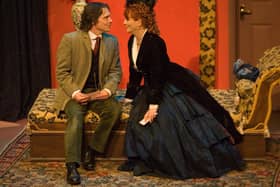 John Goodrum and Karen Henson in a production of Sherlock Holmes - The Scandal of the Scarlet Woman, presented by Rumpus Theatre Company in 2014.
