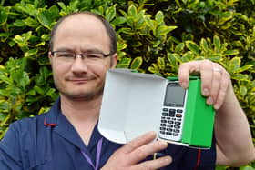 With help from the DT, carer Neil Hawksworth has got a free mobile from Vodafone to give to one of his vulnerable clients who is in need of a new phone. Pictures by Brian Eyre.
