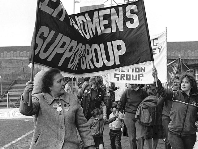 Miners Strike March 9th 1985. International Womens Day Rally at Chesterfield F.C. Ground