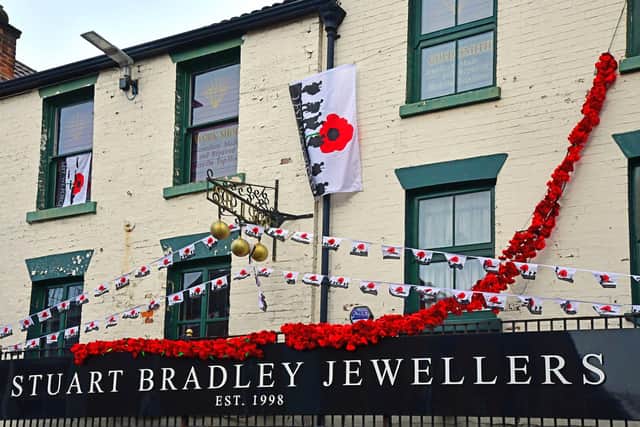 Well-known town centre shop, Stuart Bradley Jewellers, also has a poppy display.