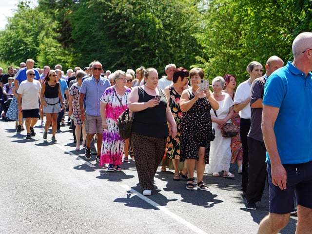 Arkwright residents and miners parade to the new memorial honouring the colliery.