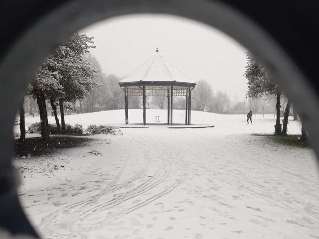 Aaron Mcintyre shared this view of a snow covered Bentley Park.