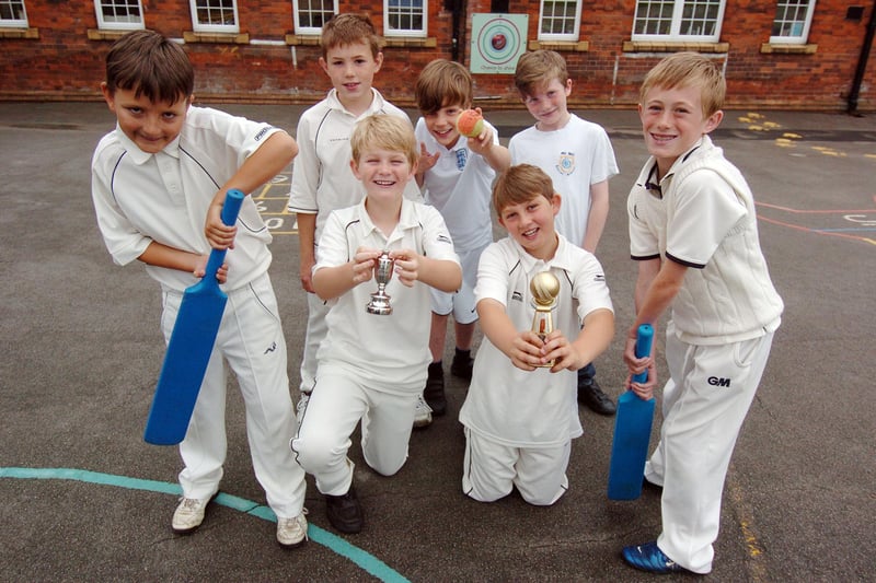 Old Hall Junior School celebrate cricket success as part of the Chesterfield Schools Sports partnership trophies. James Sadler, Jack Barker, James Benson, Ben Carley, Luke Hobson, Ethan Allen and Mikey Broomhead.