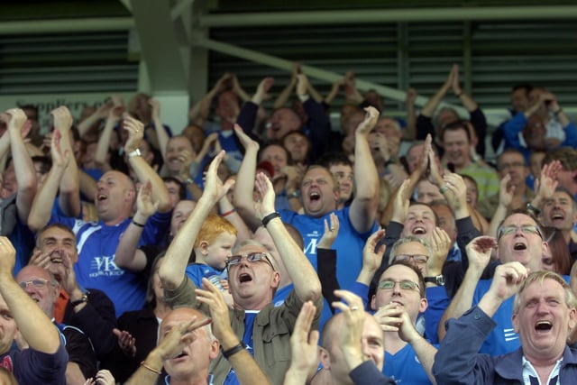 Spireites fans celebrate a fourth goal against Hereford in 2010.