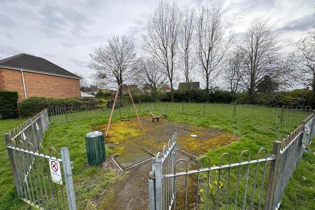 A rusty swing, see-saw and slippery rubber matting are what children in Tapton have to face every day at the play area on Derwent Road, behind the Lockoford Pub, which has been neglected for years.