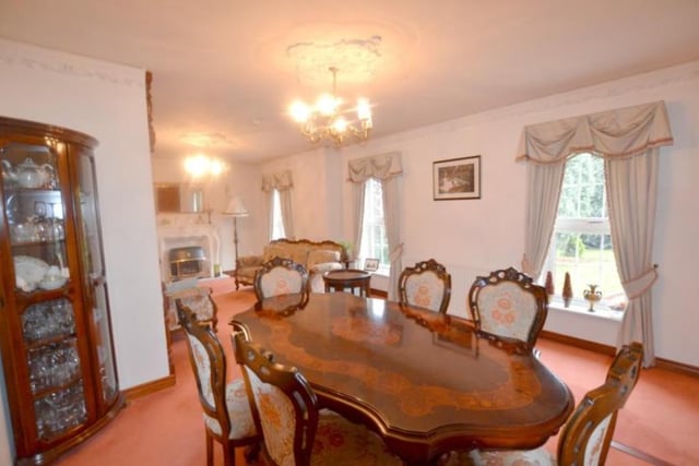 The dining room is large and full of character. The quirky room has space and lots of room for dining guests. There are double glazed windows and the open plan room leads to the lounge.