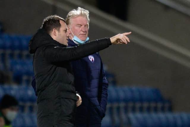 Spireites manager James Rowe pictured with his assistant George Foster.