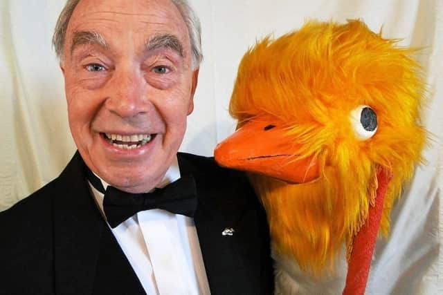 Bernie Clifton and Oswald the ostrich.