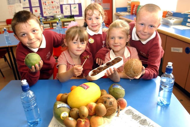 Fruits galore for these West View Primary School pupils in 2003.