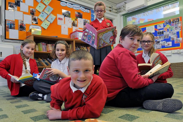 Hutton Henry Primary school pupils read their books during World Book Day four years ago.