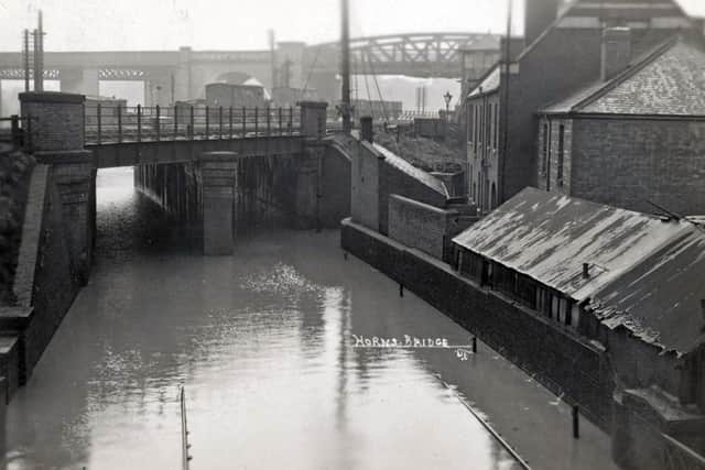 Flooding at Horns Bridge, Chesterfield, during the last century (photo supplied by Chesterfield Museum Service/Chesterfield Borough Council).
