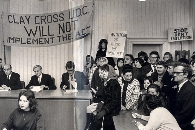 Rent act  protestors at Clay Cross, December 1972